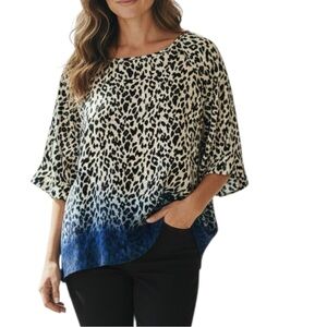 Cacharel silk ombré animal print 3/4 sleeve loose fit top excellent condition